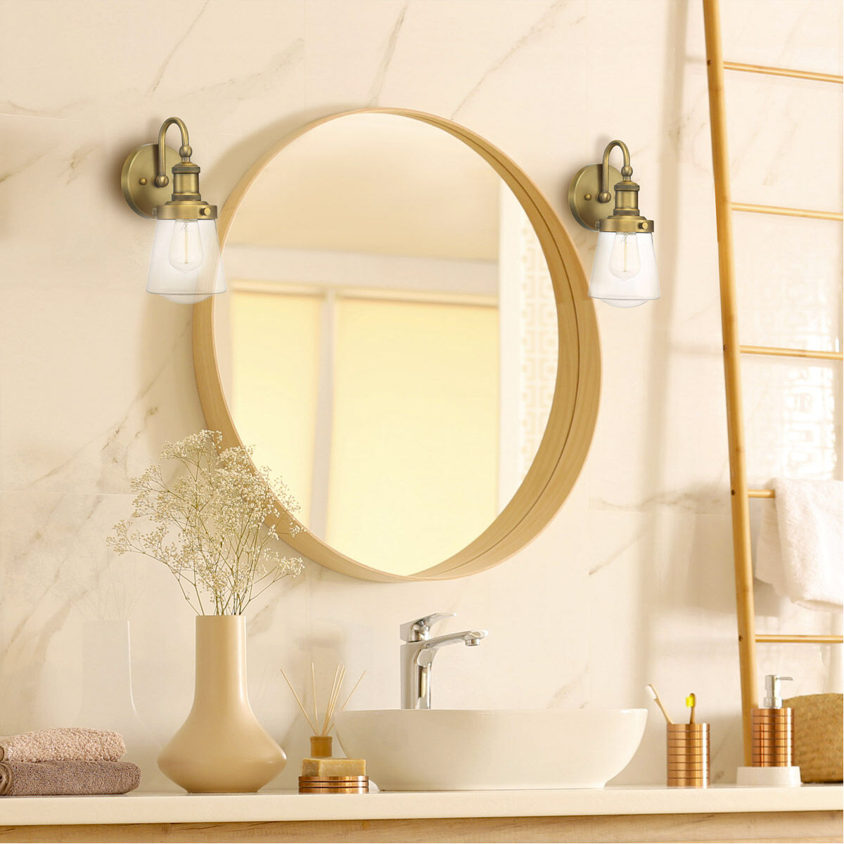 Designers Fountain 69501 OSB One Light Wall Sconce Taylor Old Satin Brass